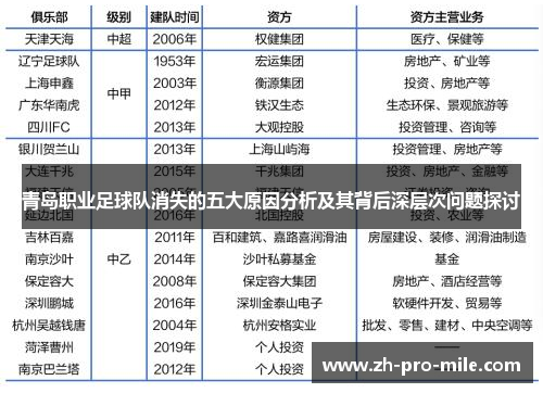 青岛职业足球队消失的五大原因分析及其背后深层次问题探讨